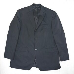 Haggar Suit Up System Mens 44L Black Single Breasted Pinstripe Blazer Jacket